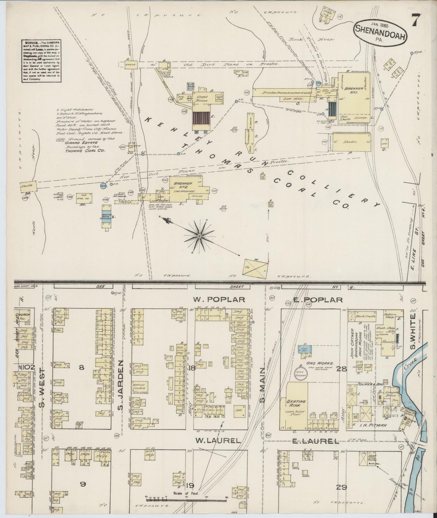 Sanborn Fire Insurance Map from Shenandoah, Schuylkill County, Pennsylvania (1885), Sheet #0007 - Complete Map Set gallery image, historic Sanborn map, vintage wall art, Pennsylvania Pennsylvania
