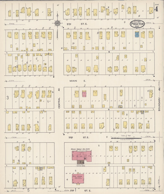 Sanborn Fire Insurance Map from Proctor, Saint Louis County, Minnesota (1922), Sheet #0004 - Historic Sanborn Fire Insurance Map Print, vintage old map wall art, antique decor, genealogy gift, Minnesota Minnesota map