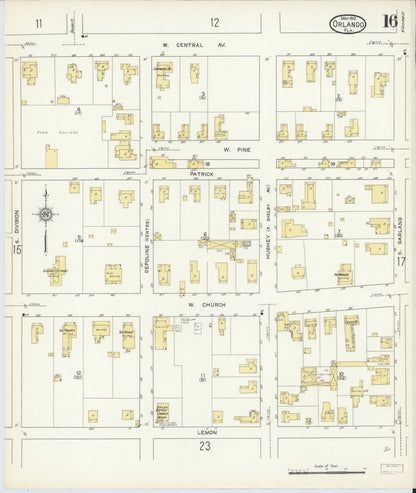 Sanborn Fire Insurance Map from Orlando, Orange County, Florida (1913), Sheet #0016 - Complete Map Set gallery image, historic Sanborn map, vintage wall art, Florida Florida