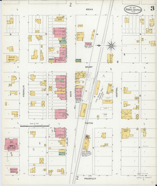 Sanborn Fire Insurance Map from Dodge Center, Dodge County, Minnesota (1904), Sheet #0003 - Historic Sanborn Fire Insurance Map Print, vintage old map wall art, antique decor, genealogy gift, Minnesota Minnesota map