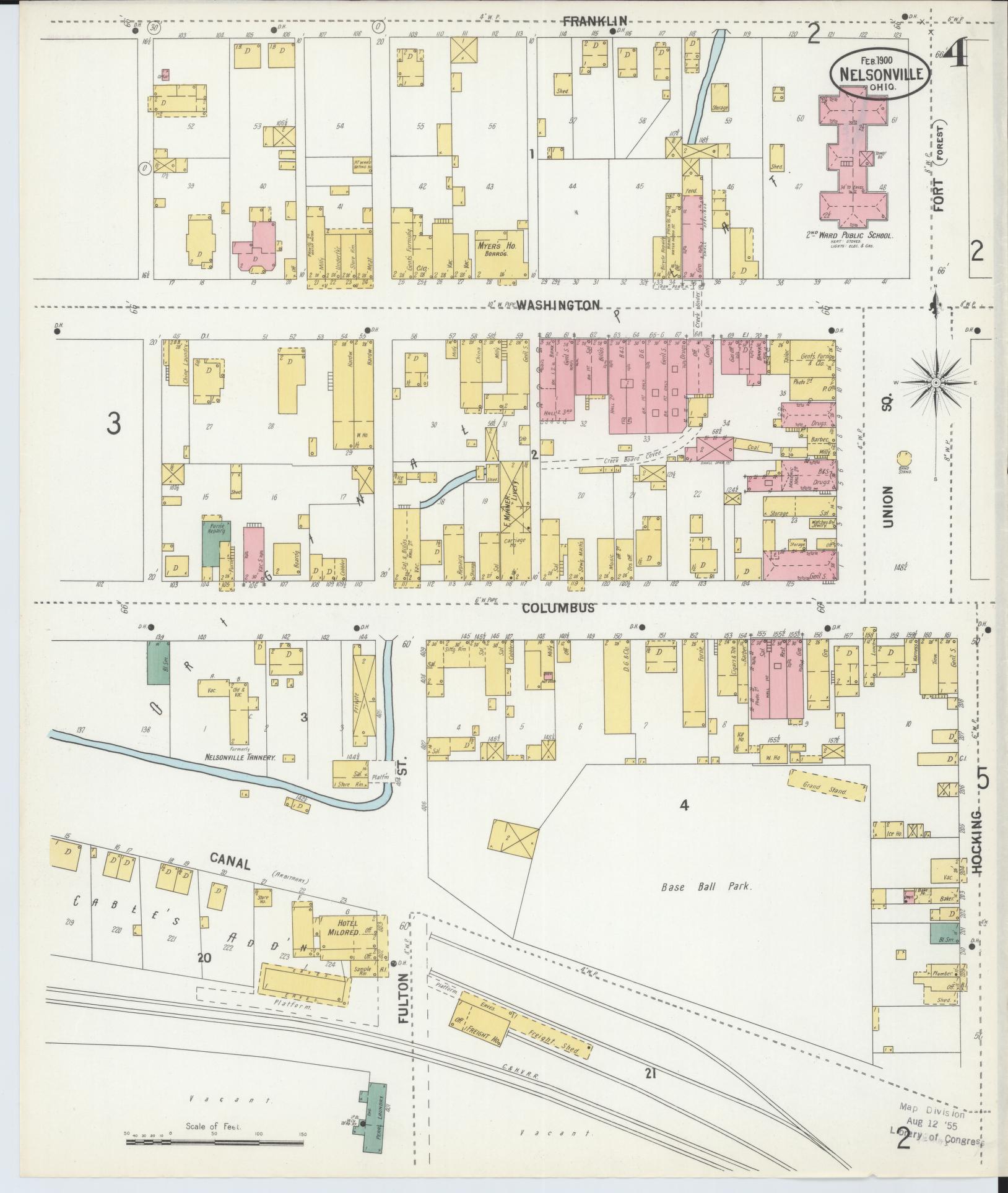 Sanborn Fire Insurance Map from Nelsonville, Athens County, Ohio (1900), Sheet #0004 - Complete Map Set gallery image, historic Sanborn map, vintage wall art, Ohio Ohio