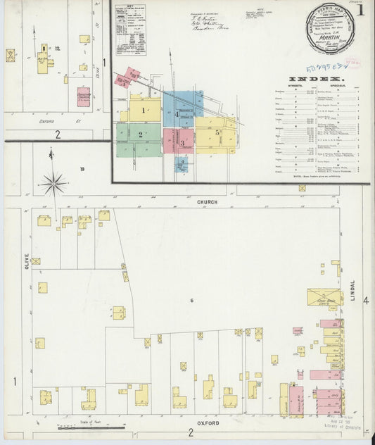 Sanborn Fire Insurance Map from Martin, Weakley County, Tennessee (1897), Sheet #0001 - Historic Sanborn Fire Insurance Map Print, vintage old map wall art, antique decor, genealogy gift, Tennessee Tennessee map