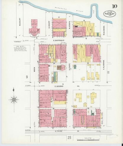 Sanborn Fire Insurance Map from Pine Bluff, Jefferson County, Arkansas (1908), Sheet #0010 - Complete Map Set gallery image, historic Sanborn map, vintage wall art, Arkansas Arkansas