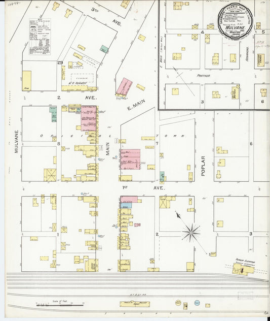 Sanborn Fire Insurance Map from Mulvane, Sumner and Sedgwick Counties, Kansas (1893), Sheet #0001 - Historic Sanborn Fire Insurance Map Print, vintage old map wall art, antique decor, genealogy gift, Kansas Kansas map