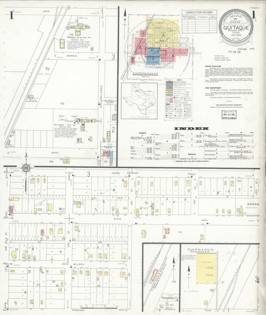 Sanborn Fire Insurance Map from Quitaque, Briscoe County, Texas (1936), Sheet #0001 - Complete Map Set gallery image, historic Sanborn map, vintage wall art, Texas Texas