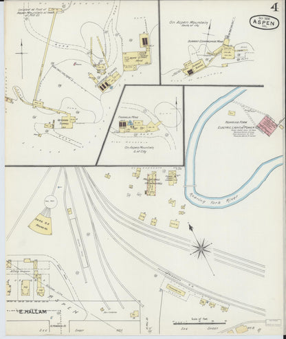 Sanborn Fire Insurance Map from Aspen, Pitkin County, Colorado (1890), Sheet #0004 - Complete Map Set gallery image, historic Sanborn map, vintage wall art, Colorado Colorado