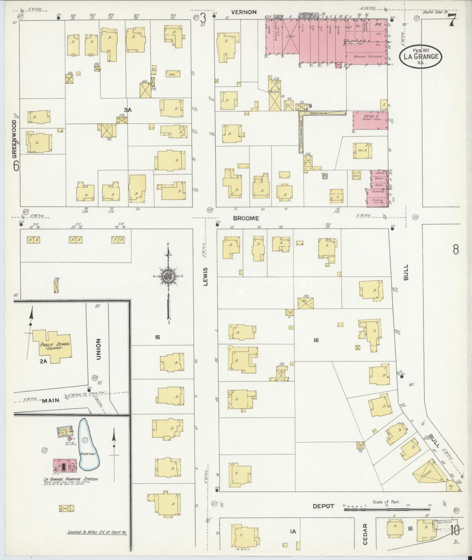 Sanborn Fire Insurance Map from La Grange, Troup County, Georgia (1911), Sheet #0007 - Complete Map Set gallery image, historic Sanborn map, vintage wall art, Georgia Georgia