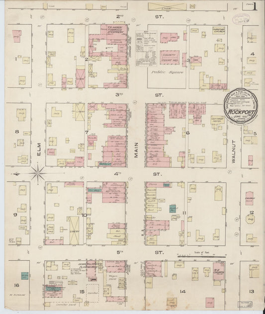 Sanborn Fire Insurance Map from Rockport, Spencer County, Indiana (1885), Sheet #0001 - Historic Sanborn Fire Insurance Map Print, vintage old map wall art, antique decor, genealogy gift, Indiana Indiana map