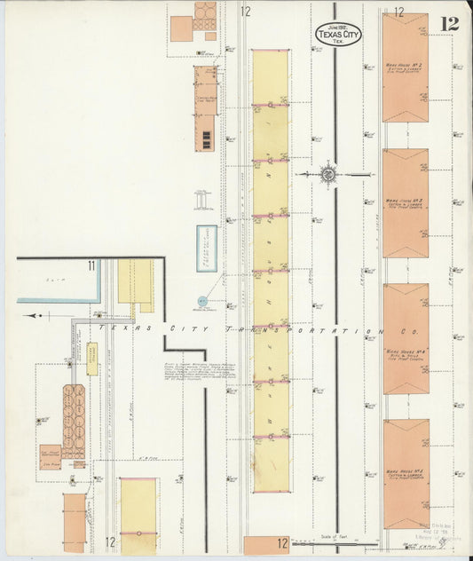 Sanborn Fire Insurance Map from Texas City, Galveston County, Texas (1912), Sheet #0012 - Historic Sanborn Fire Insurance Map Print, vintage old map wall art, antique decor, genealogy gift, Texas Texas map