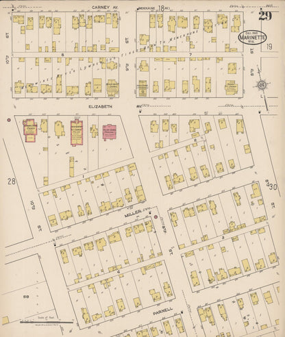 Sanborn Fire Insurance Map from Marinette, Marinette County, Wisconsin (1921), Sheet #0029 - Historic Sanborn Fire Insurance Map Print, vintage old map wall art, antique decor, genealogy gift, Wisconsin Wisconsin map