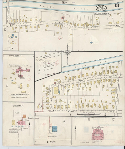 Sanborn Fire Insurance Map from Albion, Orleans County, New York (1941), Sheet #0018 - Historic Sanborn Fire Insurance Map Print, vintage old map wall art, antique decor, genealogy gift, New York New York map