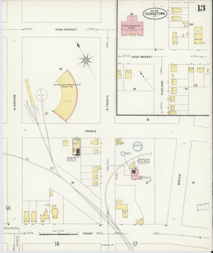 Sanborn Fire Insurance Map from Georgetown, Georgetown County, South Carolina (1908), Sheet #0013 - Complete Map Set gallery image, historic Sanborn map, vintage wall art, South Carolina South Carolina