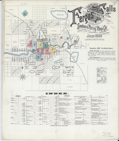 Sanborn Fire Insurance Map from Fergus Falls, Otter Tail County, Minnesota (1896), Sheet #0001 - Complete Map Set gallery image, historic Sanborn map, vintage wall art, Minnesota Minnesota