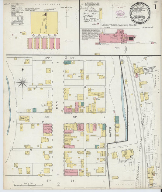 Sanborn Fire Insurance Map from Jonesboro, Grant County, Indiana (1893), Sheet #0001 - Historic Sanborn Fire Insurance Map Print, vintage old map wall art, antique decor, genealogy gift, Indiana Indiana map