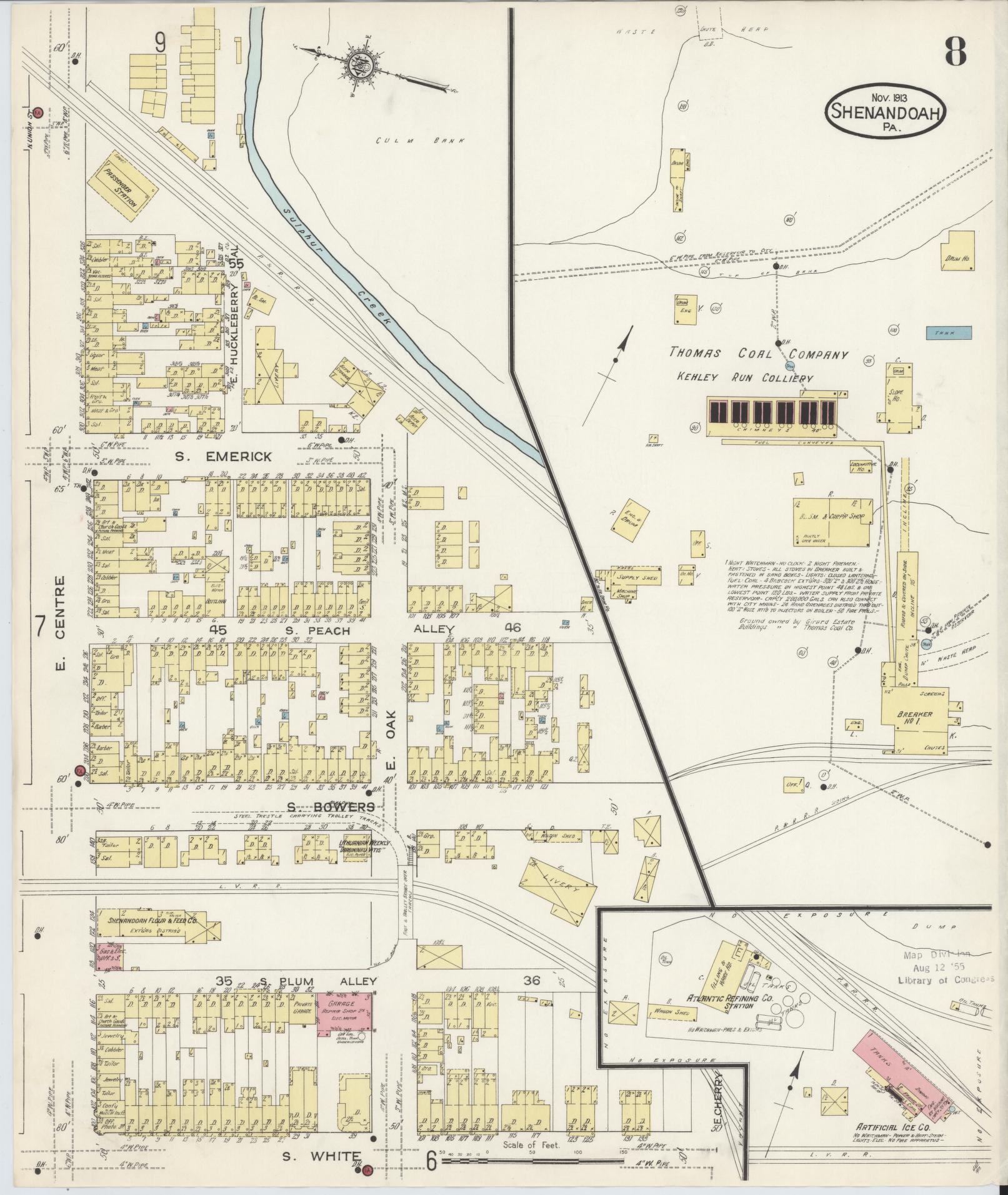 Sanborn Fire Insurance Map from Shenandoah, Schuylkill County, Pennsylvania (1913), Sheet #0008 - Complete Map Set gallery image, historic Sanborn map, vintage wall art, Pennsylvania Pennsylvania