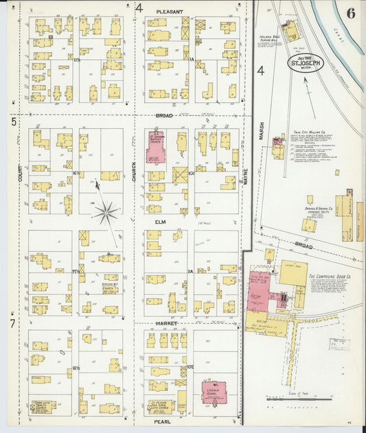 Sanborn Fire Insurance Map from Saint Joseph, Berrien County, Michigan (1902), Sheet #0006 - Historic Sanborn Fire Insurance Map Print, vintage old map wall art, antique decor, genealogy gift, Michigan Michigan map