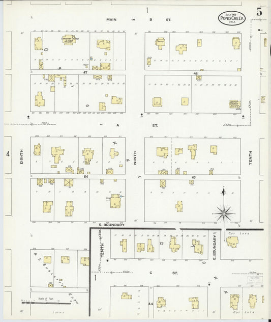 Sanborn Fire Insurance Map from Pond Creek, Grant County, Oklahoma (1909), Sheet #0005 - Historic Sanborn Fire Insurance Map Print, vintage old map wall art, antique decor, genealogy gift, Oklahoma Oklahoma map