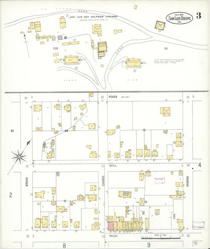 Sanborn Fire Insurance Map from San Luis Obispo, San Luis Obispo County, California (1909), Sheet #0003 - Complete Map Set gallery image, historic Sanborn map, vintage wall art, California California