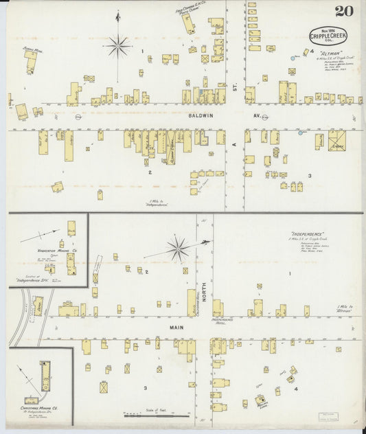 Sanborn Fire Insurance Map from Cripple Creek, Teller County, Colorado (1896), Sheet #0020 - Historic Sanborn Fire Insurance Map Print, vintage old map wall art, antique decor, genealogy gift, Colorado Colorado map