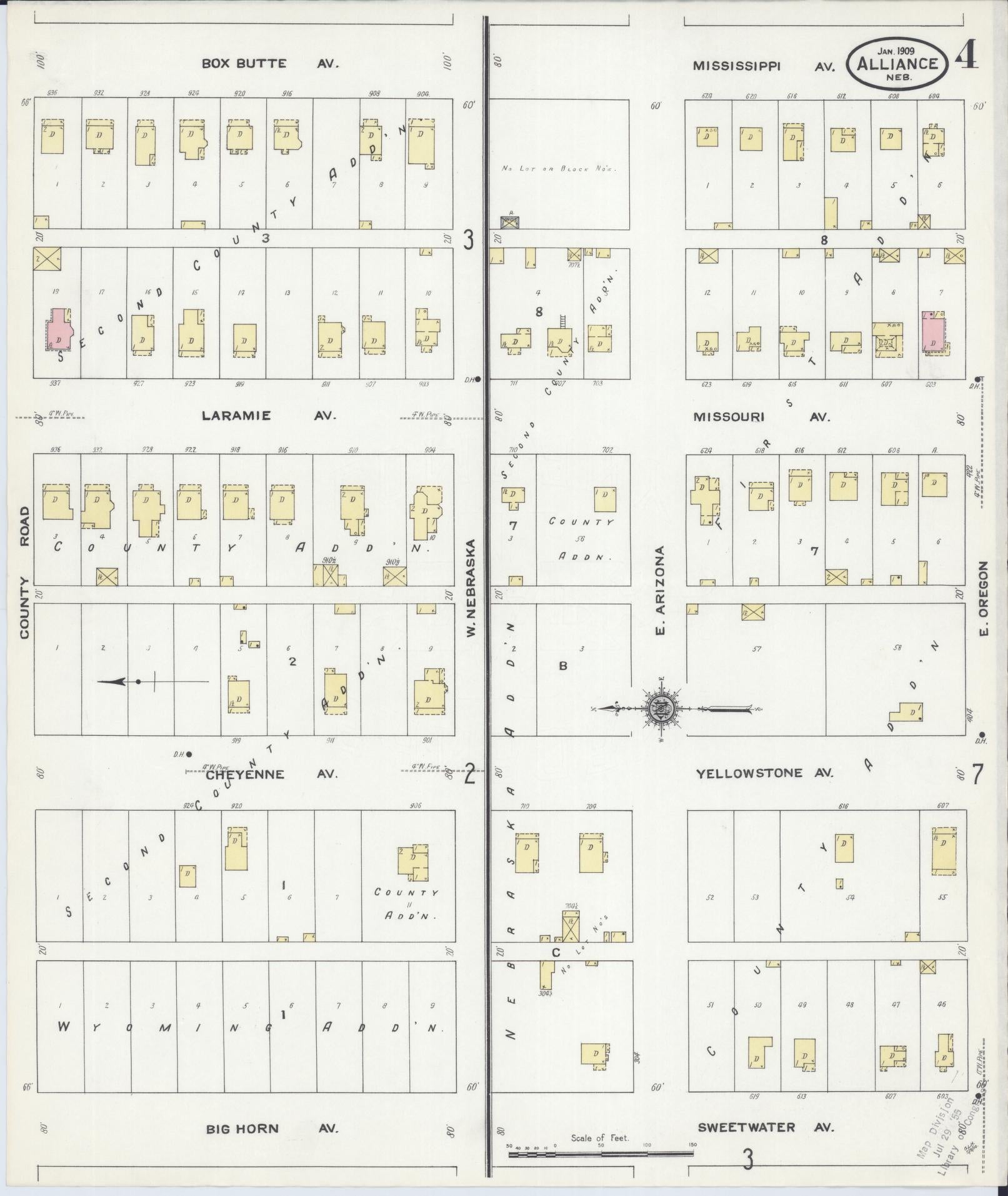 Sanborn Fire Insurance Map from Alliance, Box Butte County, Nebraska (1910), Sheet #0004 - Complete Map Set gallery image, historic Sanborn map, vintage wall art, Nebraska Nebraska