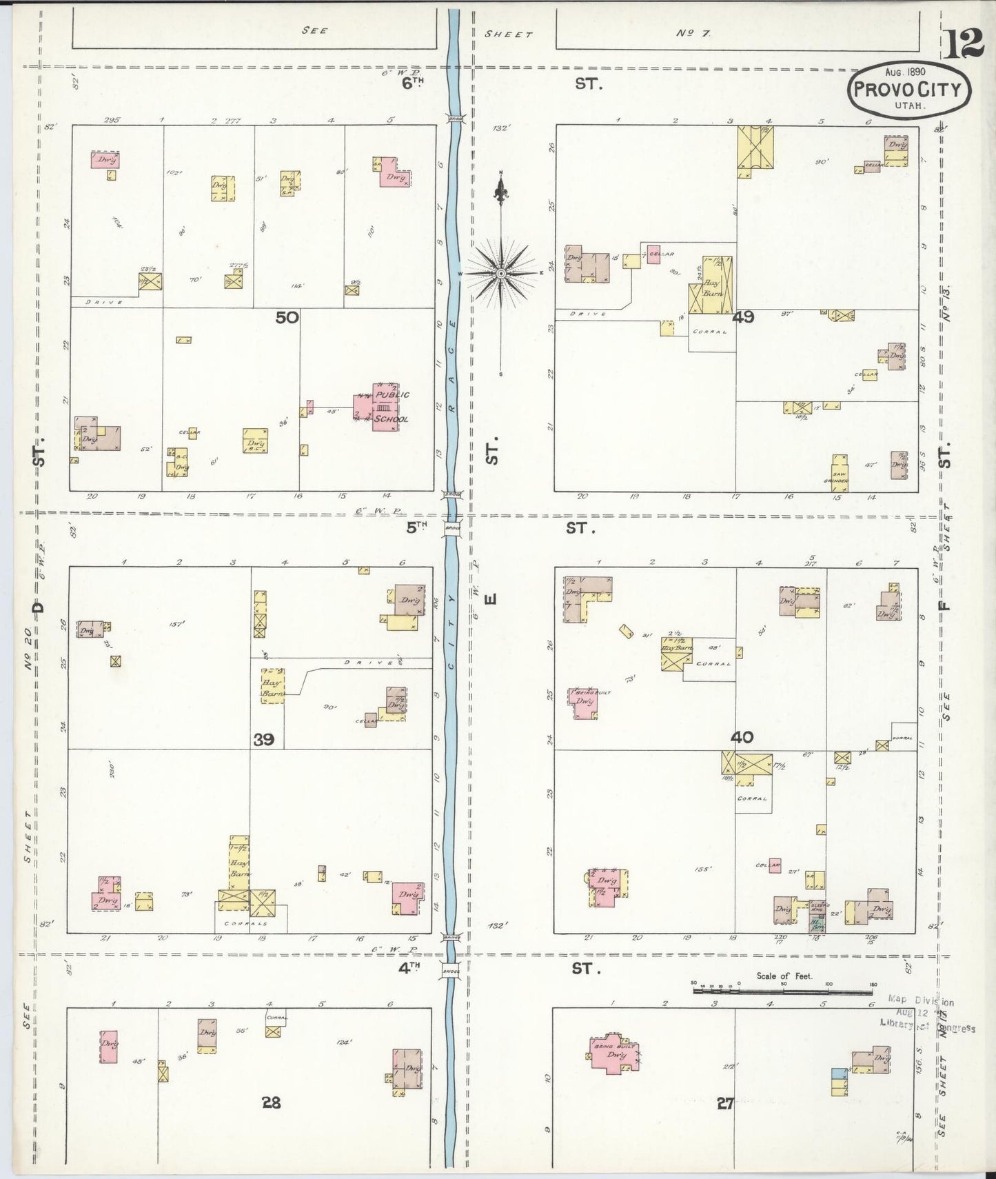 Sanborn Fire Insurance Map from Provo, Utah County, Utah (1890), Sheet #0012 - Complete Map Set gallery image, historic Sanborn map, vintage wall art, Provo Utah