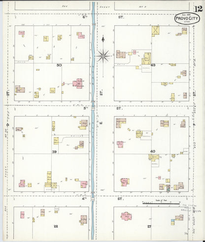 Sanborn Fire Insurance Map from Provo, Utah County, Utah (1890), Sheet #0012 - Complete Map Set gallery image, historic Sanborn map, vintage wall art, Provo Utah