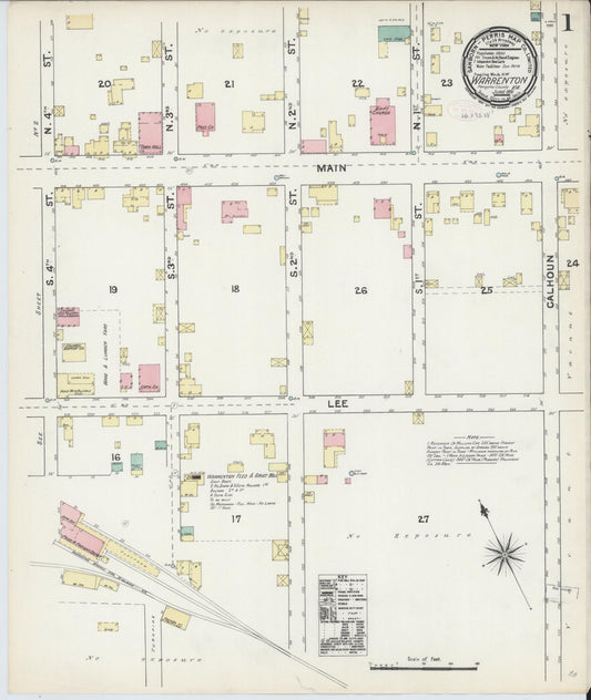 Sanborn Fire Insurance Map from Warrenton, Fauquier County, Virginia (1891), Sheet #0001 - Complete Map Set gallery image, historic Sanborn map, vintage wall art, Virginia Virginia