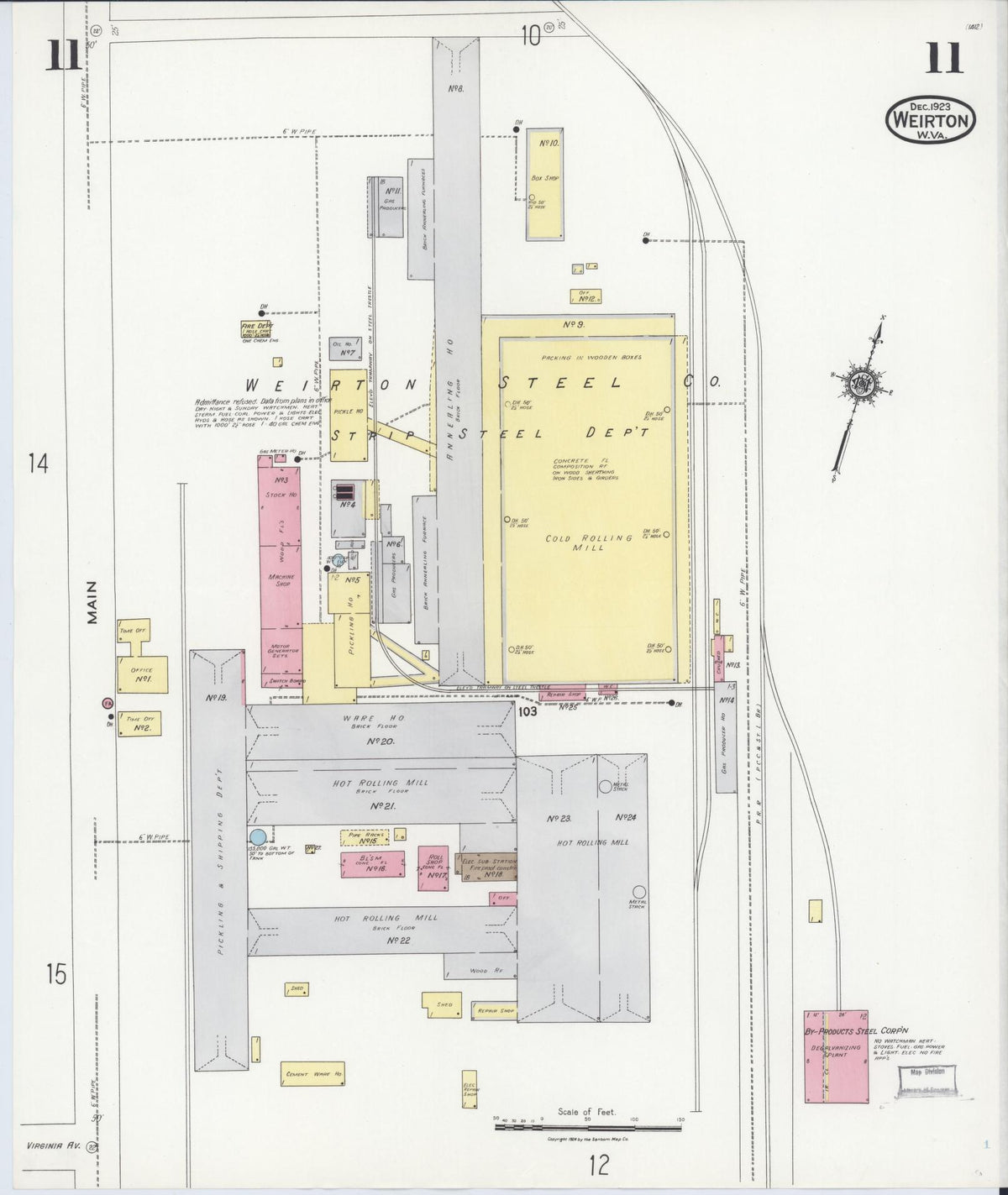 Sanborn Fire Insurance Map from Weirton, Hancock County, West Virginia (1923), Sheet #0011 - Complete Map Set gallery image, historic Sanborn map, vintage wall art, West Virginia West Virginia