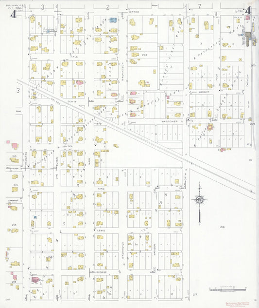 Sanborn Fire Insurance Map from Sullivan, Moultrie County, Illinois (1932), Sheet #0004 - Historic Sanborn Fire Insurance Map Print, vintage old map wall art, antique decor, genealogy gift, Illinois Illinois map