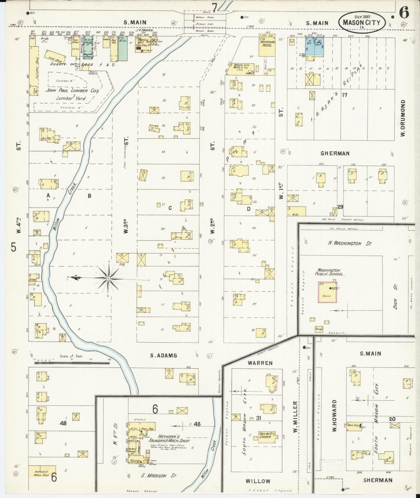 Sanborn Fire Insurance Map from Mason City, Cerro Gordo County, Iowa (1897), Sheet #0006 - Historic Sanborn Fire Insurance Map Print