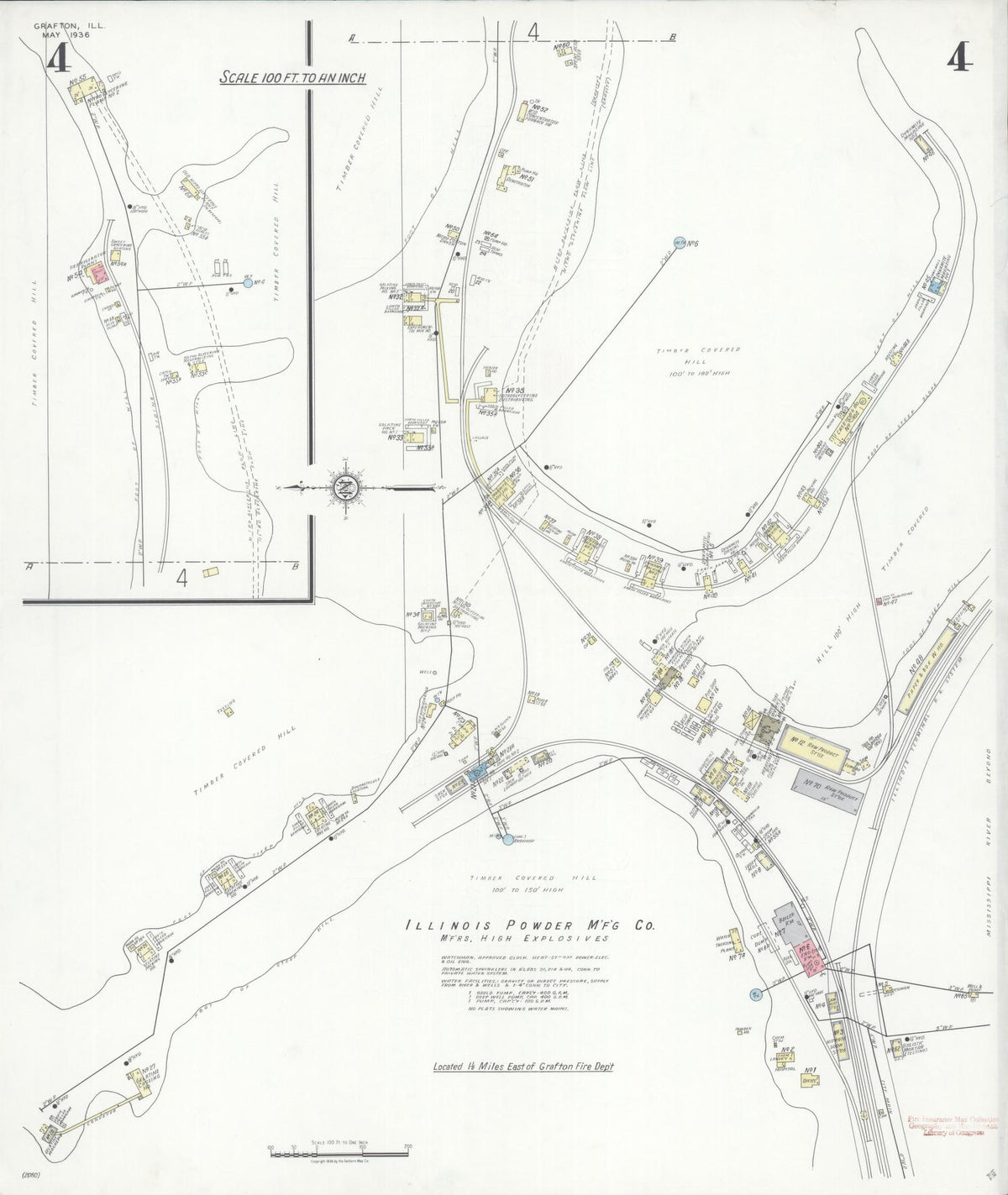Sanborn Fire Insurance Map from Grafton, Jersey County, Illinois (1936), Sheet #0004 - Historic Sanborn Fire Insurance Map Print, vintage old map wall art, antique decor, genealogy gift, Illinois Illinois map