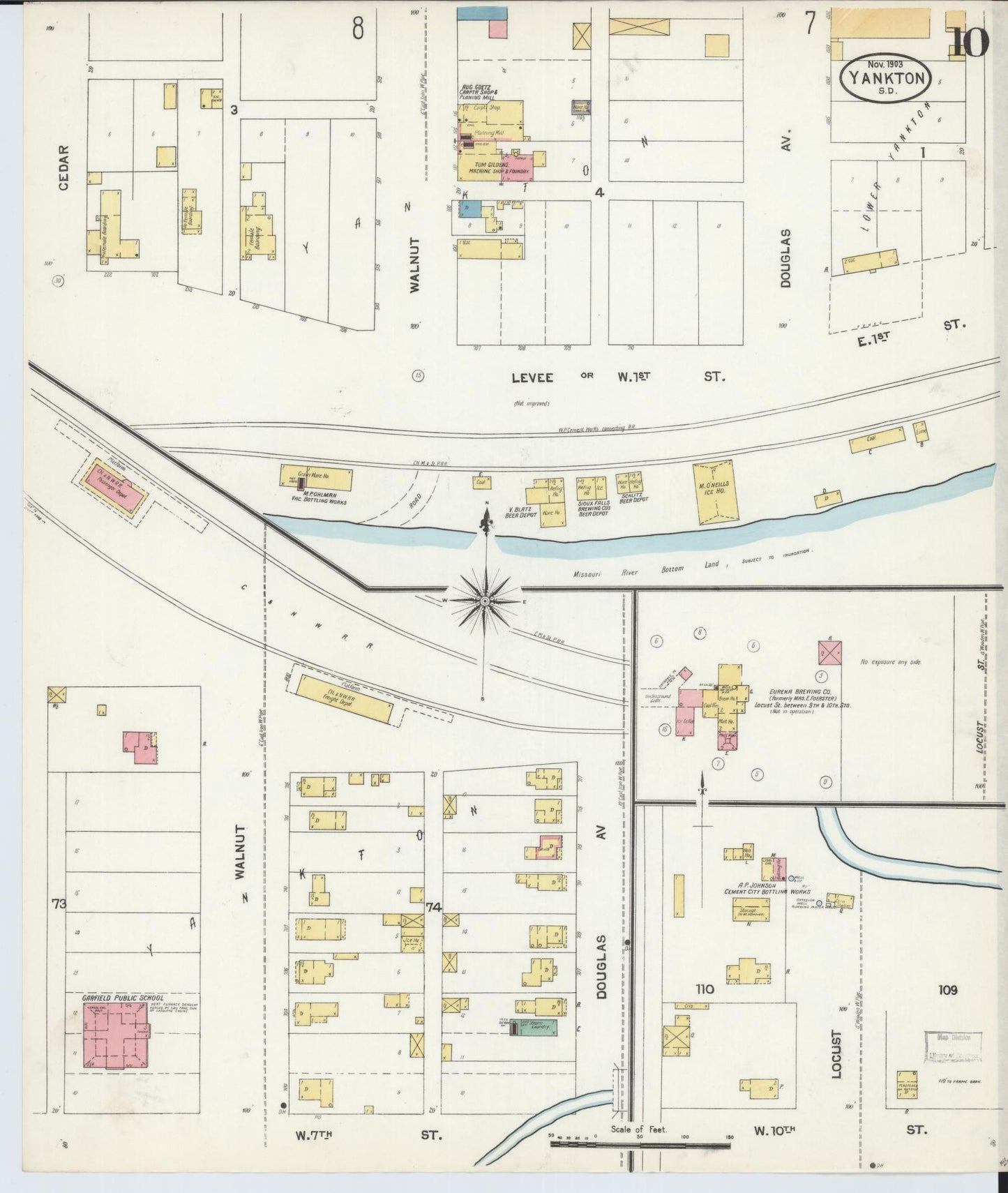 Sanborn Fire Insurance Map from Yankton, Yankton County, South Dakota (1903), Sheet #0009 - Historic Sanborn Fire Insurance Map Print, vintage old map wall art, antique decor, genealogy gift, South Dakota South Dakota map
