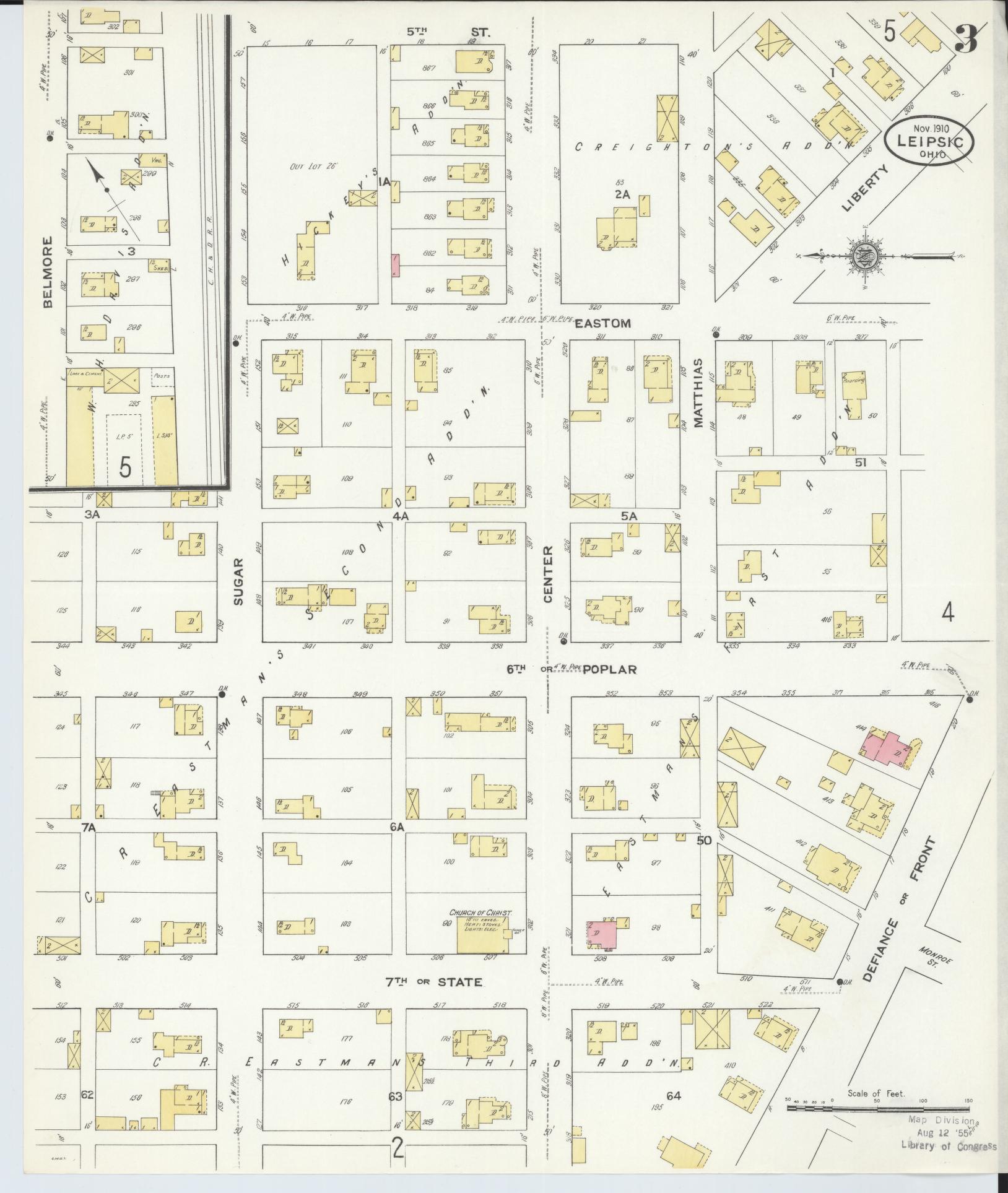 Sanborn Fire Insurance Map from Leipsic, Putnam County, Ohio (1910), Sheet #0003 - Complete Map Set gallery image, historic Sanborn map, vintage wall art, Ohio Ohio