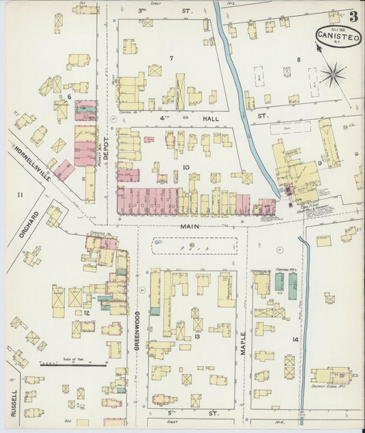 Sanborn Fire Insurance Map from Canisteo, Steuben County, New York (1891), Sheet #0003 - Historic Sanborn Fire Insurance Map Print, vintage old map wall art, antique decor, genealogy gift, New York New York map