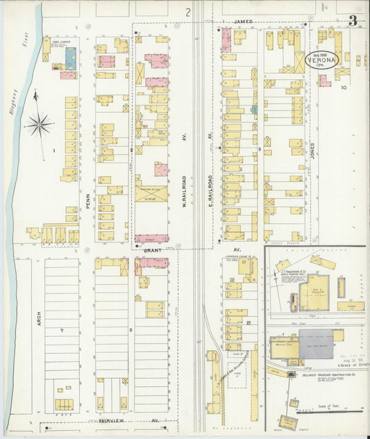 Sanborn Fire Insurance Map from Verona, Allegheny County, Pennsylvania (1905), Sheet #0003 - Historic Sanborn Fire Insurance Map Print, vintage old map wall art, antique decor, genealogy gift, Pennsylvania Pennsylvania map