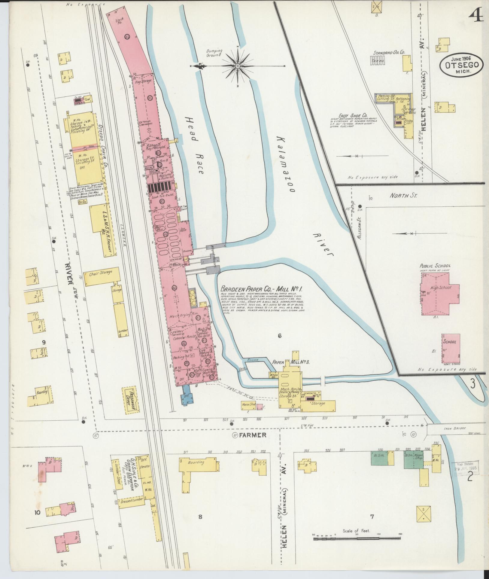 Sanborn Fire Insurance Map from Otsego, Allegan County, Michigan (1906), Sheet #0004 - Complete Map Set gallery image, historic Sanborn map, vintage wall art, Michigan Michigan