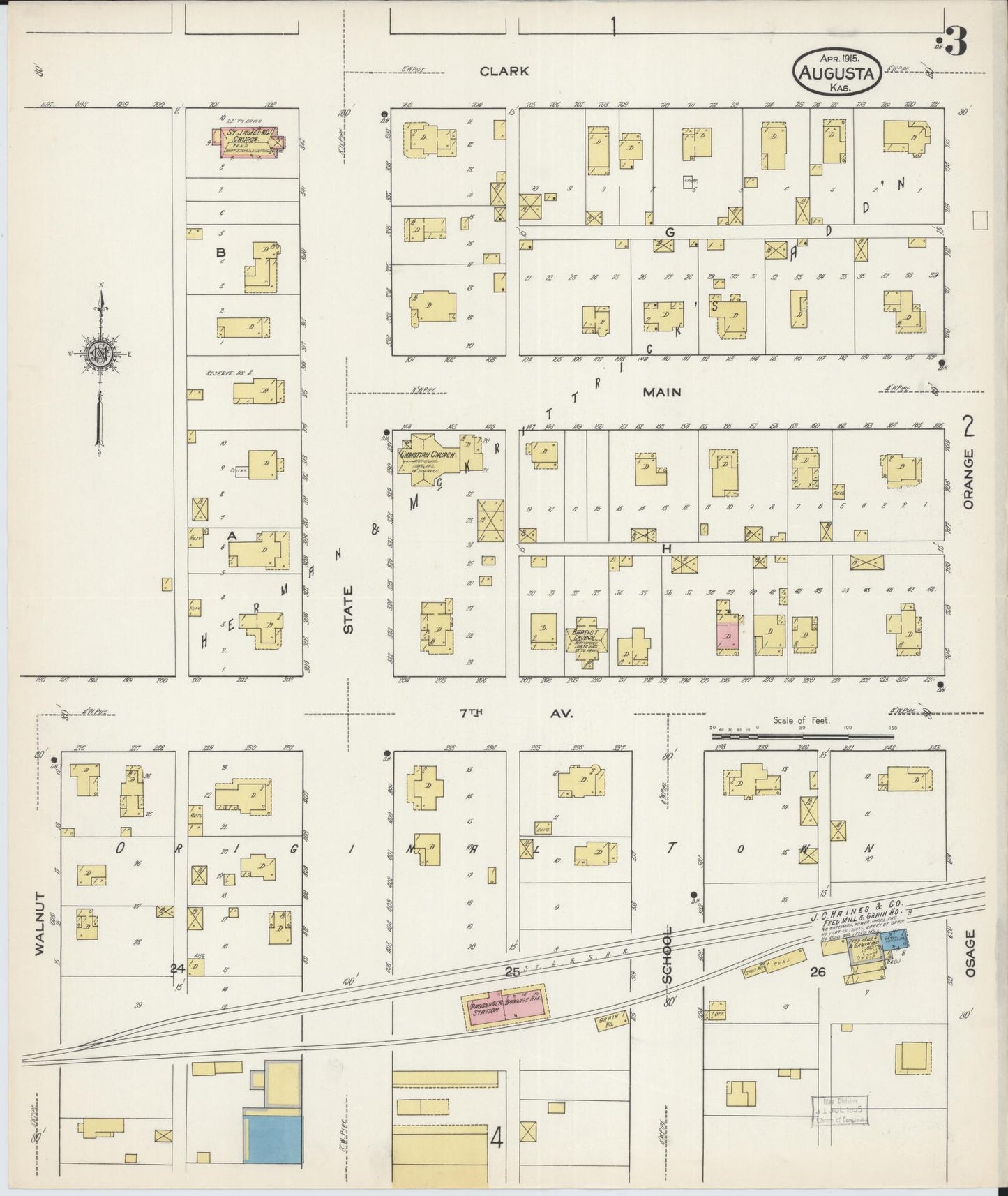 Sanborn Fire Insurance Map from Augusta, Butler County, Kansas (1915), Sheet #0003 - Complete Map Set gallery image, historic Sanborn map, vintage wall art, Kansas Kansas