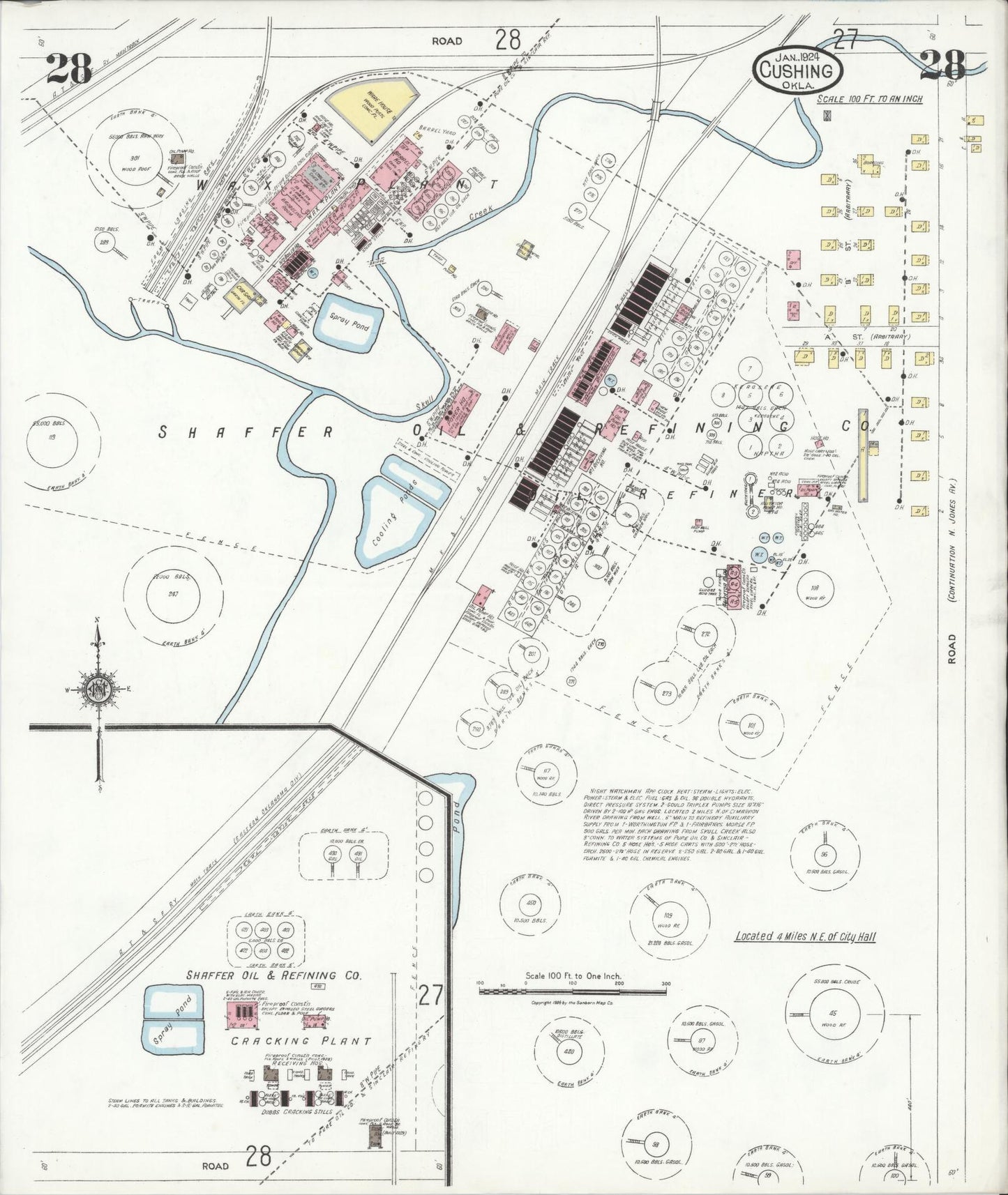 Sanborn Fire Insurance Map from Cushing, Payne County, Oklahoma (1924), Sheet #0028 - Complete Map Set gallery image, historic Sanborn map, vintage wall art, Oklahoma Oklahoma