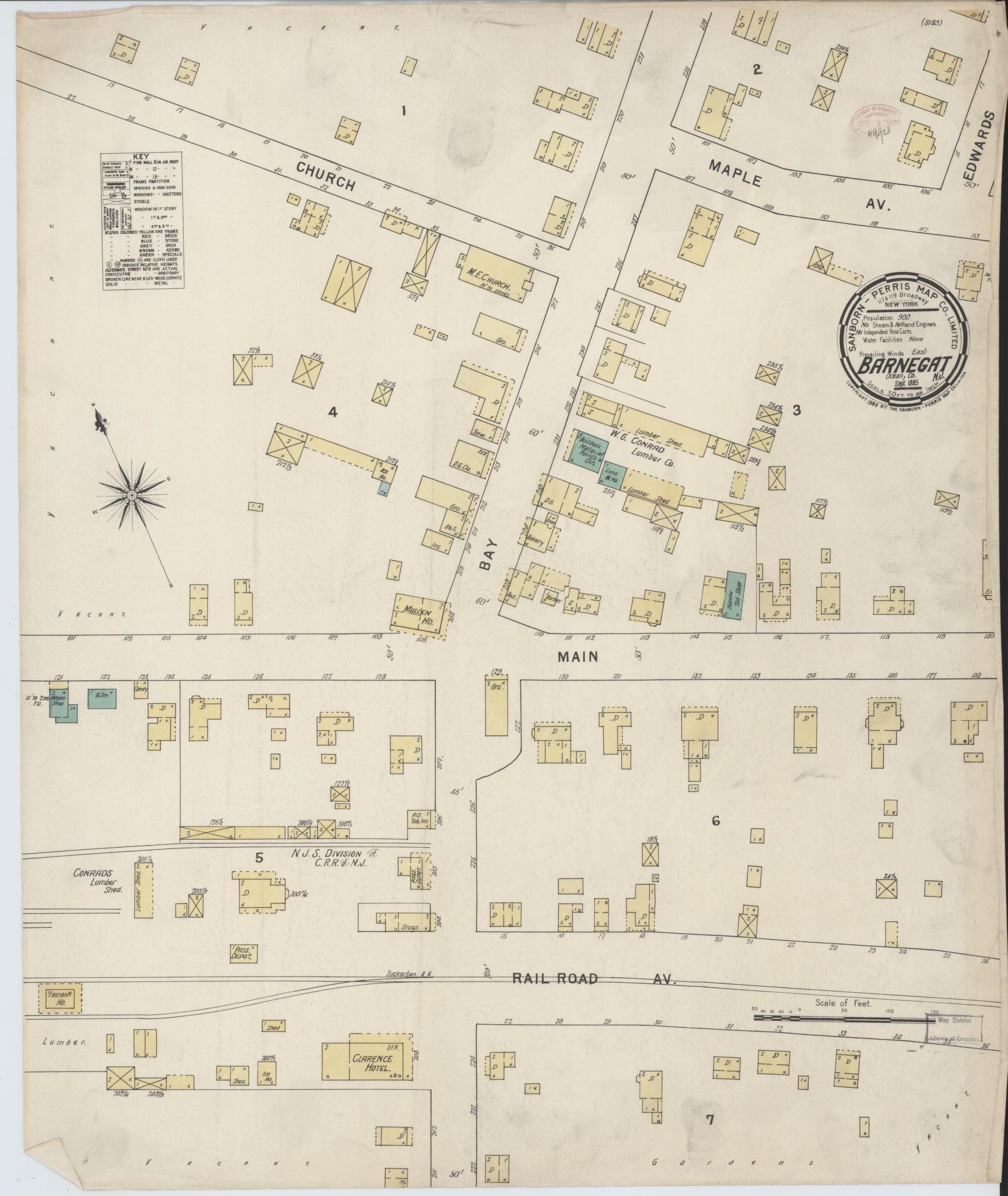 Sanborn Fire Insurance Map from Barnegat, Ocean County, New Jersey. (1895) – Historic Sanborn Fire Insurance Map Print