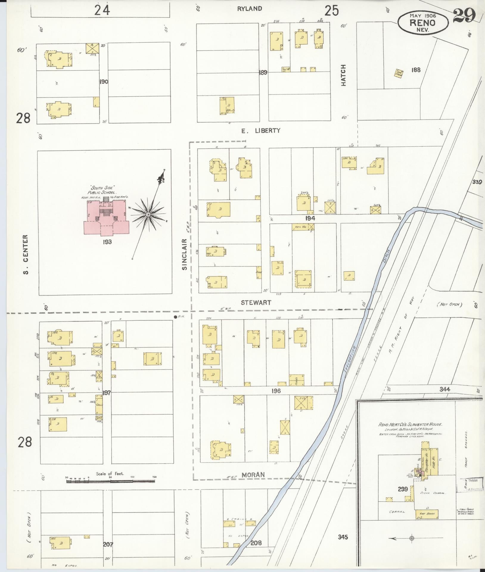 Sanborn Fire Insurance Map from Reno, Washoe County, Nevada (1906), Sheet #0029 - Historic Sanborn Fire Insurance Map Print, vintage old map wall art, antique decor, genealogy gift, Nevada Nevada map