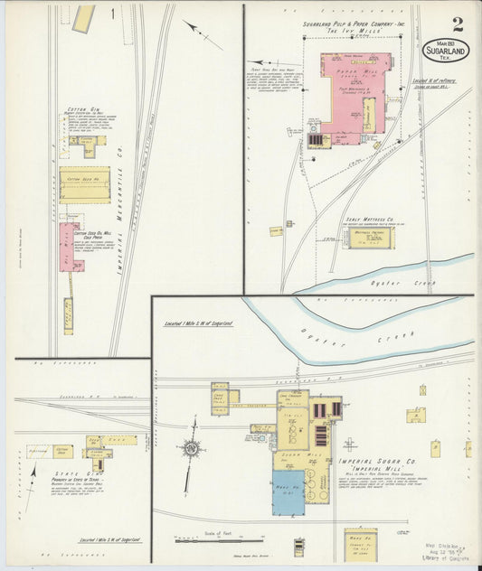 Sanborn Fire Insurance Map from Sugarland, Fort Bend County, Texas (1913), Sheet #0002 - Historic Sanborn Fire Insurance Map Print, vintage old map wall art, antique decor, genealogy gift, Texas Texas map