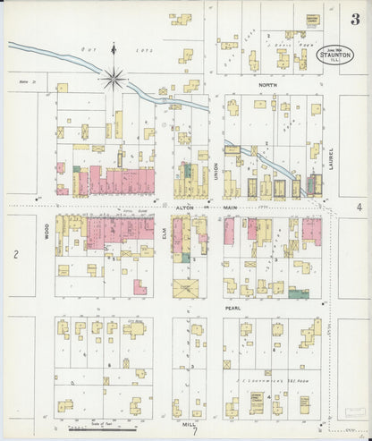 Sanborn Fire Insurance Map from Staunton, Macoupin County, Illinois (1906), Sheet #0003 - Historic Sanborn Fire Insurance Map Print, vintage old map wall art, antique decor, genealogy gift, Illinois Illinois map