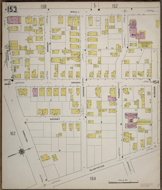 Sanborn Fire Insurance Map from Worcester, Worcester County, Massachusetts (1910), Sheet #0153 - Historic Sanborn Fire Insurance Map Print, vintage old map wall art, antique decor, genealogy gift, Massachusetts Massachusetts map