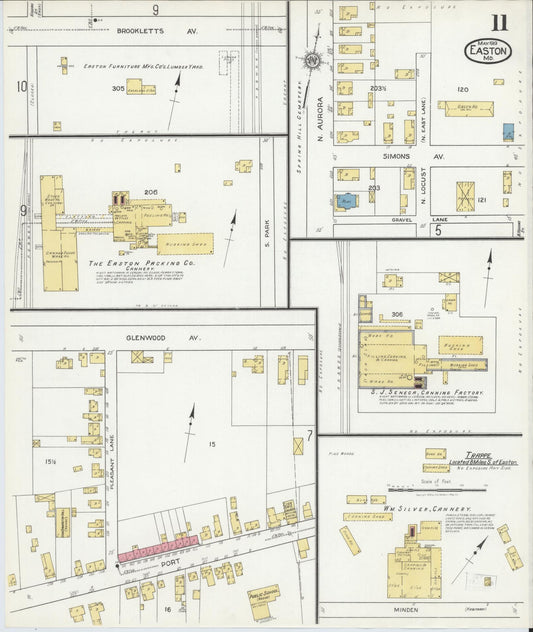 Talbot, Maryland - 1919 - Sanborn Fire Insurance Map, Sheet #0011 - Historic Sanborn Fire Insurance Map Print, Talbot Maryland 1919 0011 vintage old map wall art
