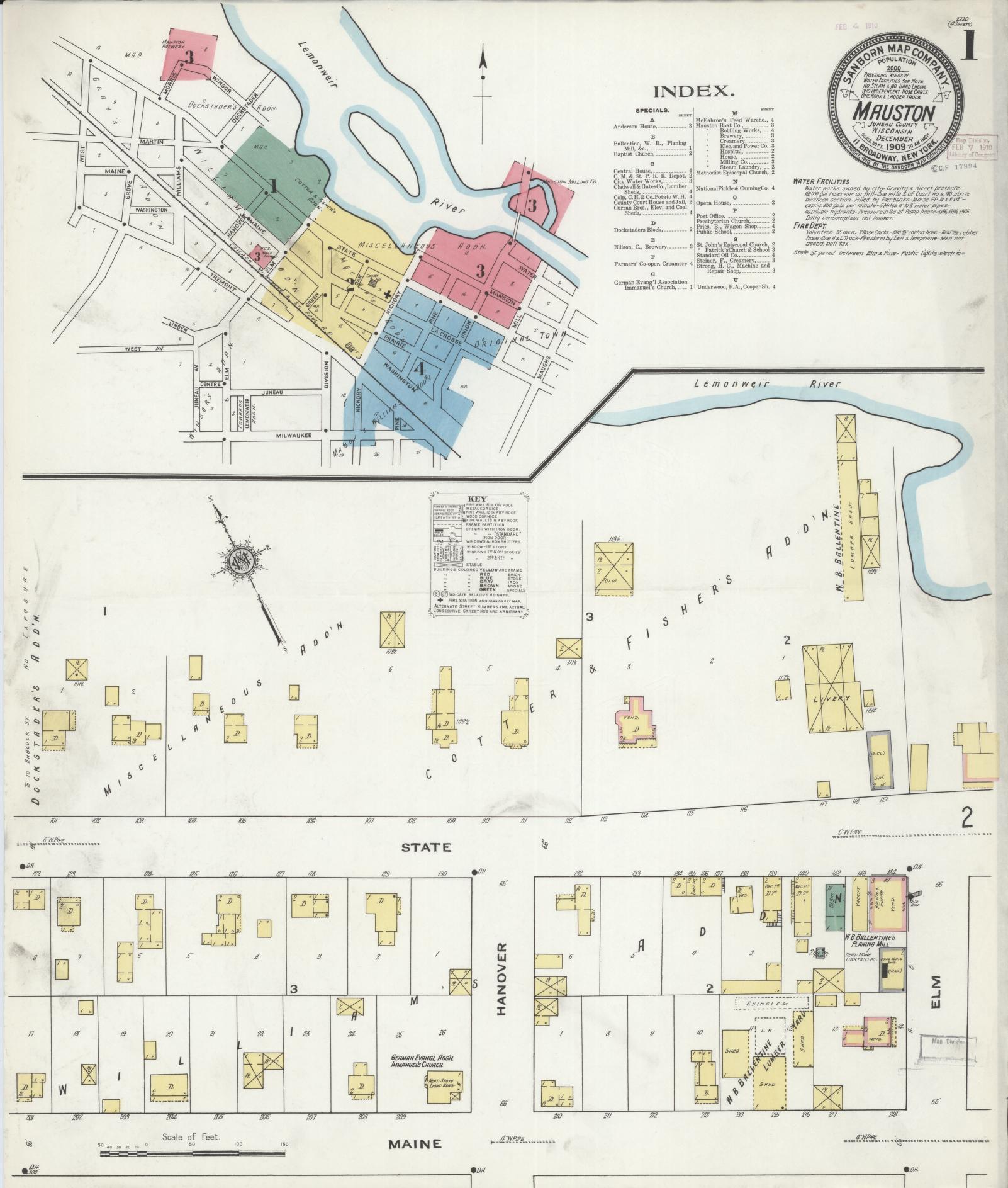Sanborn Fire Insurance Map from Mauston, Juneau County, Wisconsin (1909), Sheet #0001 - Complete Map Set gallery image, historic Sanborn map, vintage wall art, Wisconsin Wisconsin