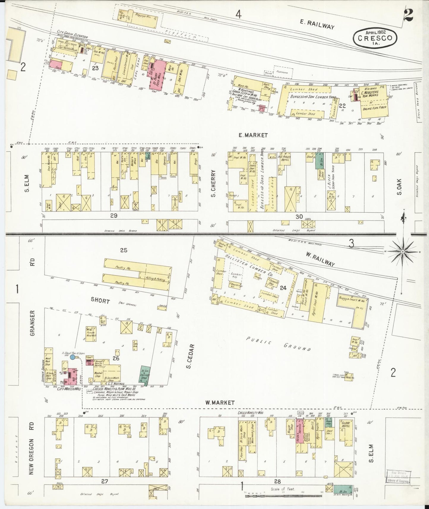 Sanborn Fire Insurance Map from Cresco, Howard County, Iowa (1902), Sheet #0002 - Historic Sanborn Fire Insurance Map Print, vintage old map wall art
