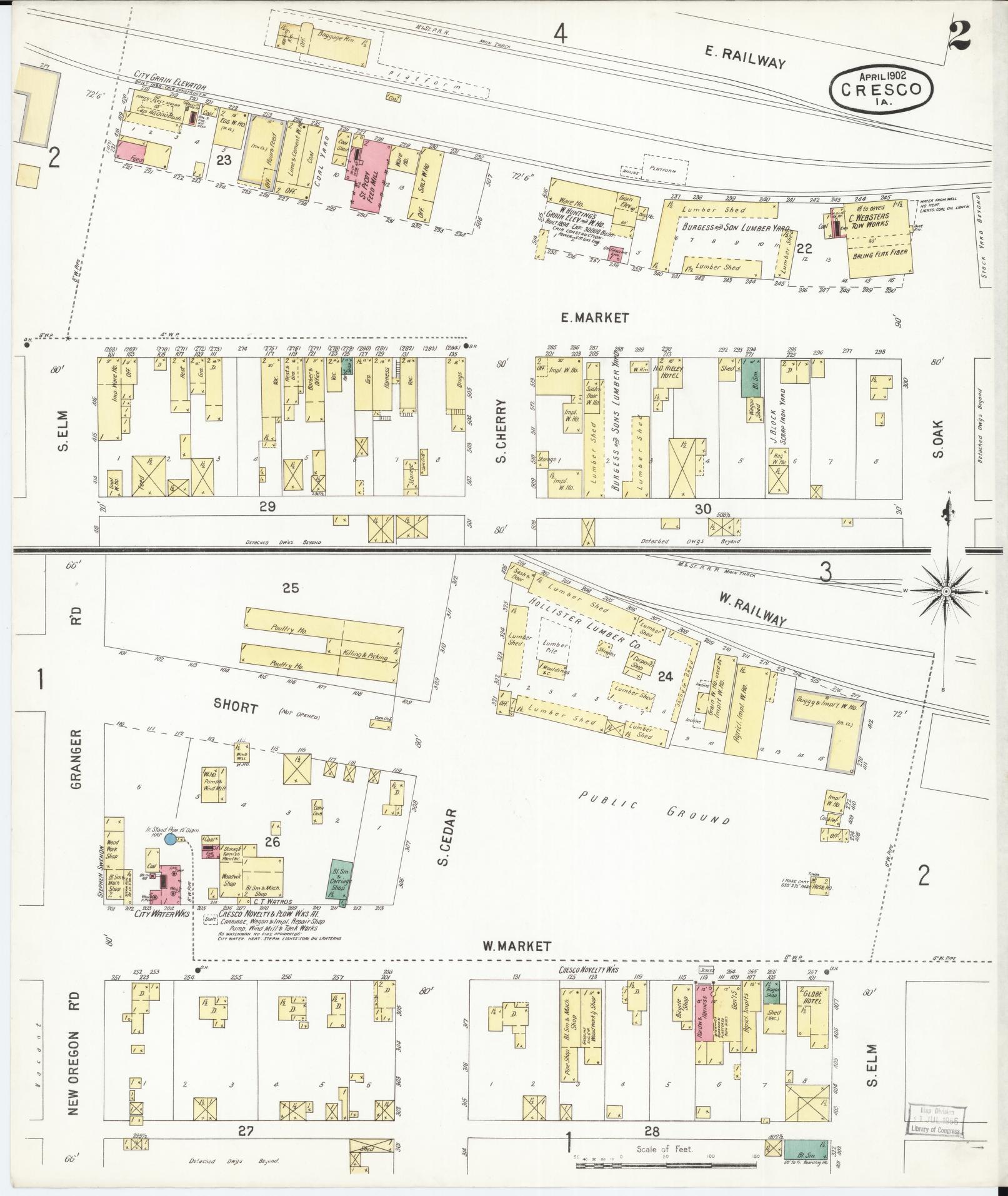 Sanborn Fire Insurance Map from Cresco, Howard County, Iowa (1902), Sheet #0002 - Historic Sanborn Fire Insurance Map Print, vintage old map wall art