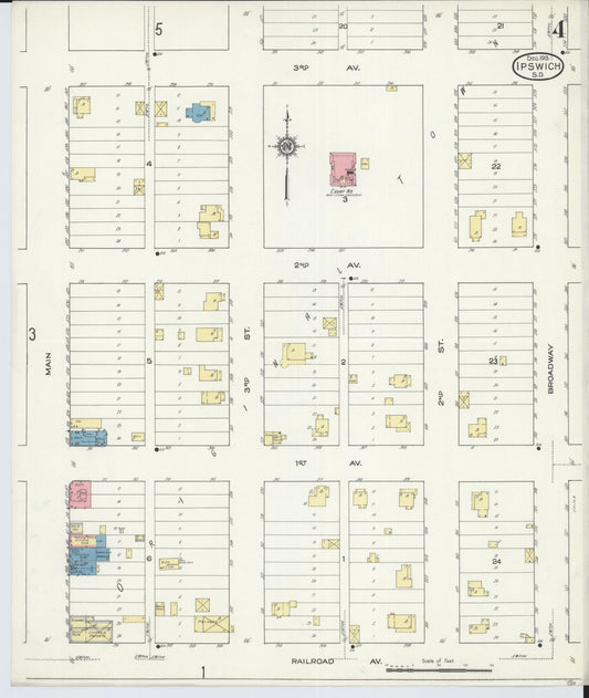 Sanborn Fire Insurance Map from Ipswich, Edmunds County, South Dakota (1913), Sheet #0004 - Historic Sanborn Fire Insurance Map Print, vintage old map wall art, antique decor, genealogy gift, South Dakota South Dakota map