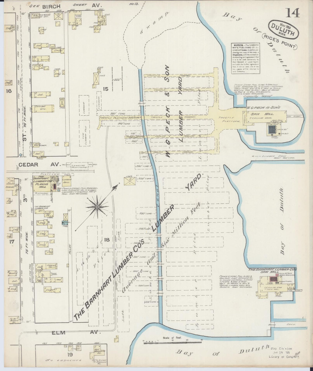Sanborn Fire Insurance Map from Duluth, Saint Louis County, Minnesota (1884), Sheet #0014 - Historic Sanborn Fire Insurance Map Print, vintage old map wall art, antique decor, genealogy gift, Minnesota Minnesota map
