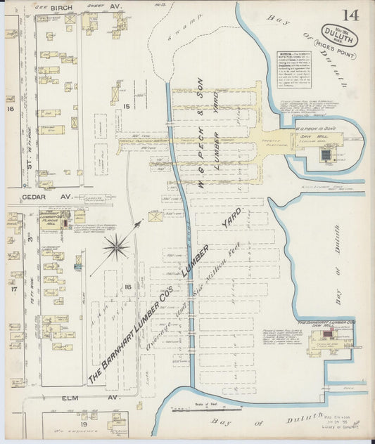 Sanborn Fire Insurance Map from Duluth, Saint Louis County, Minnesota (1884), Sheet #0014 - Historic Sanborn Fire Insurance Map Print, vintage old map wall art, antique decor, genealogy gift, Minnesota Minnesota map
